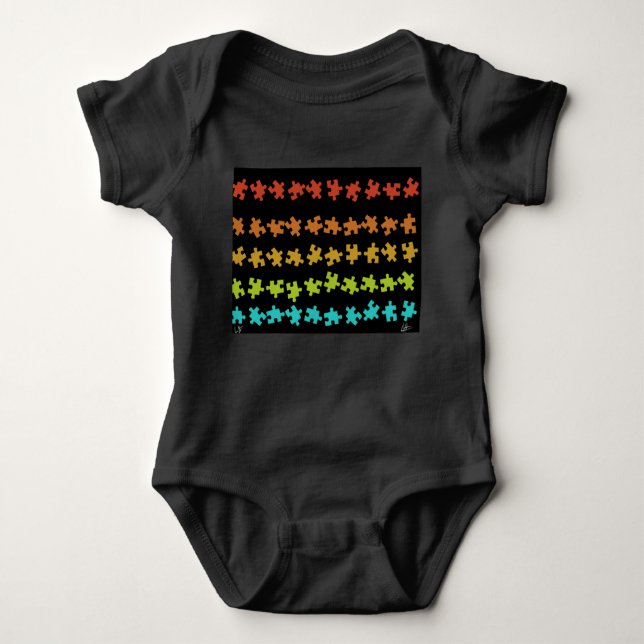 Baby Colourful Puzzles  Baby Bodysuit (Front)