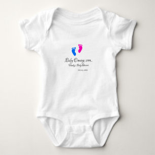 Baby coming soon baby shower blue pink baby feet n bodysuit