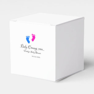Baby coming soon baby shower blue pink baby feet n favour box