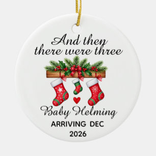 Baby Coming Soon Family of Three Christmas Ceramic Tree Decoration