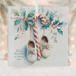 Baby Coming Soon Pregnancy Announcement Christmas Glass Tree Decoration