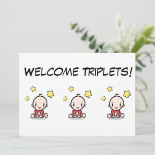 Baby congratulations card for triplets,