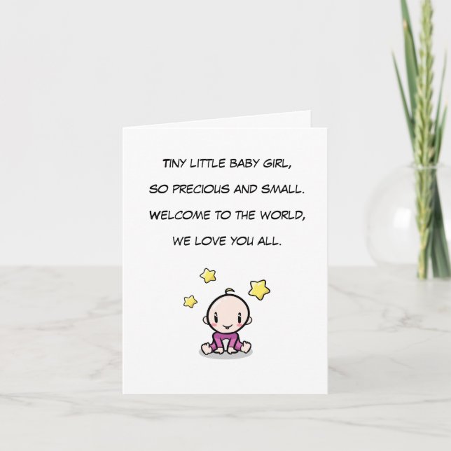 Baby Congratulations Card, Newborn Girl Greeting Card (Front)
