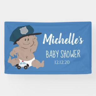 Baby Cop Police Officer Baby Shower - Ethnic Banner