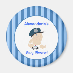 Baby Cop Police Officer Round Custom Favour Magnet
