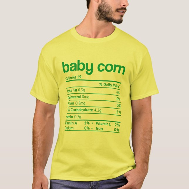 Baby Corn Nutrition Facts Funny Thanksgiving Chris T-Shirt (Front)