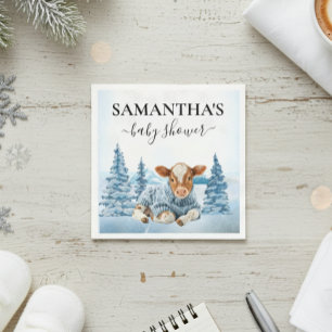 Baby Cow Calf Christmas Winter Farm Napkin