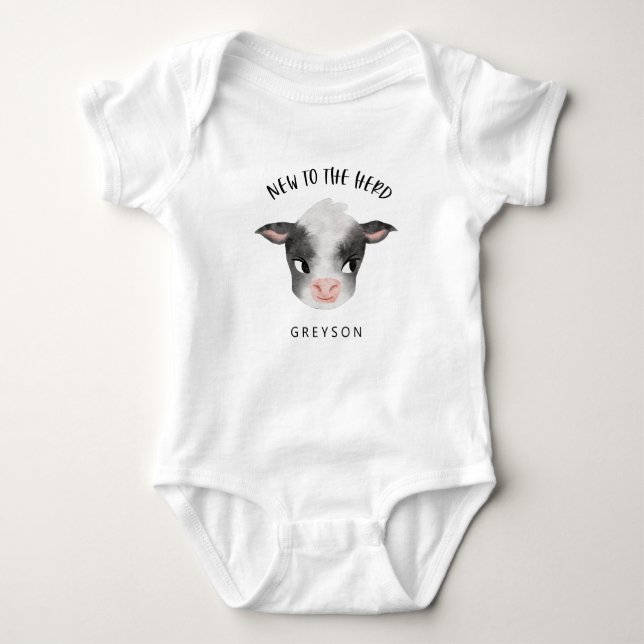 Baby Cow New To The Herd  Baby Bodysuit (Front)