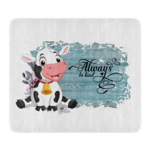 Baby Cow Rustic Blue Wooden Cutting Board