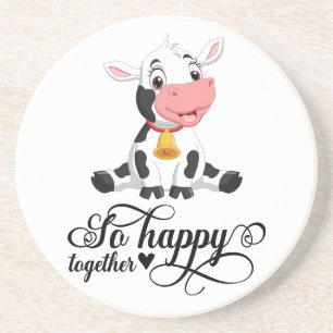 Baby Cow So Happy Together   Coaster