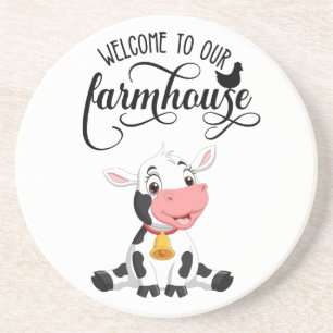 Baby Cow Welcome to our farmhouse   Coaster