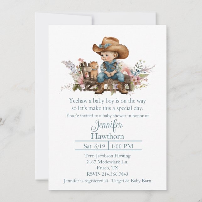 Baby Cowboy Baby Shower Invitation (Front)