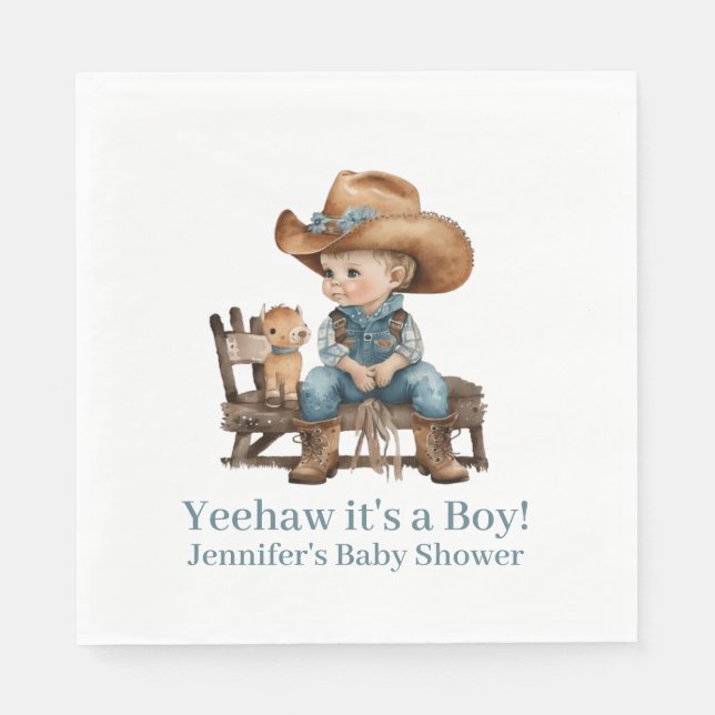 Baby Cowboy Baby Shower  Napkin (Front)