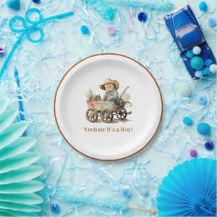 Baby Cowboy Baby Shower Paper Plate