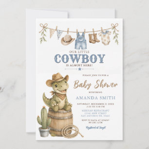 Baby Cowboy Dinosaur Baby Shower Invitation