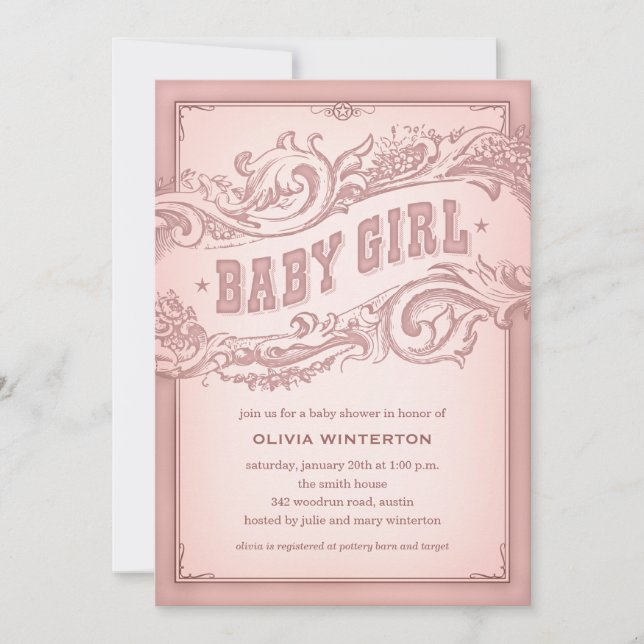Baby Cowgirl Shower Invitations (Front)