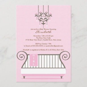 Baby Crib Baby Shower Invitation Chic Girl Pink