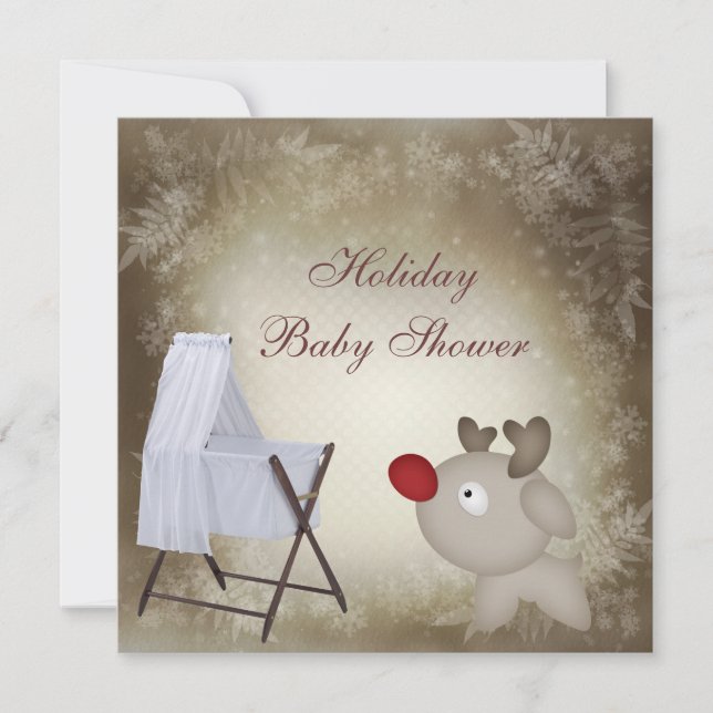 Baby Crib Neutral Holiday Baby Shower Invitation (Front)