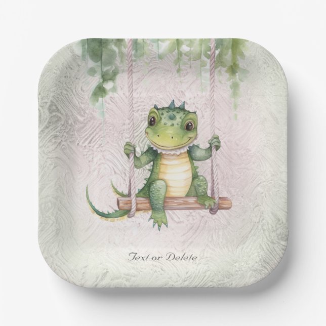 Baby Crocodile Paper Plate (Front)