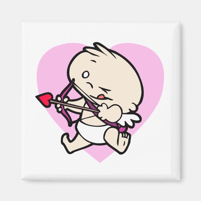 Baby Cupid Aiming For Love Square Magnets (Front)