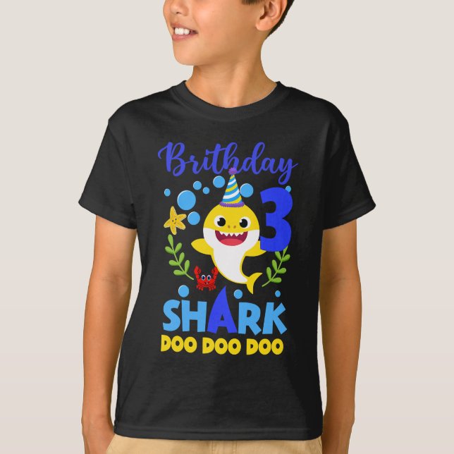 Baby Cute Shark 2019 3rd Birthday Boy Girl 3 Year  T-Shirt (Front)