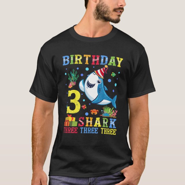 Baby Cute Shark 3Rd Birthday Boy Girl 3 Year Old G T-Shirt (Front)