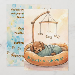 Baby Dachshund Digital Download Shower Invitation