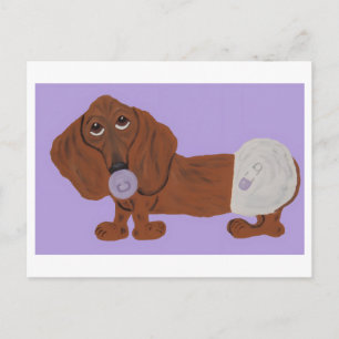 Baby Dachshund Invitation Postcard