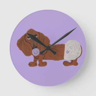 Baby Dachshund Round Clock