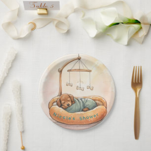 Baby Dachshund Shower  Paper Plate