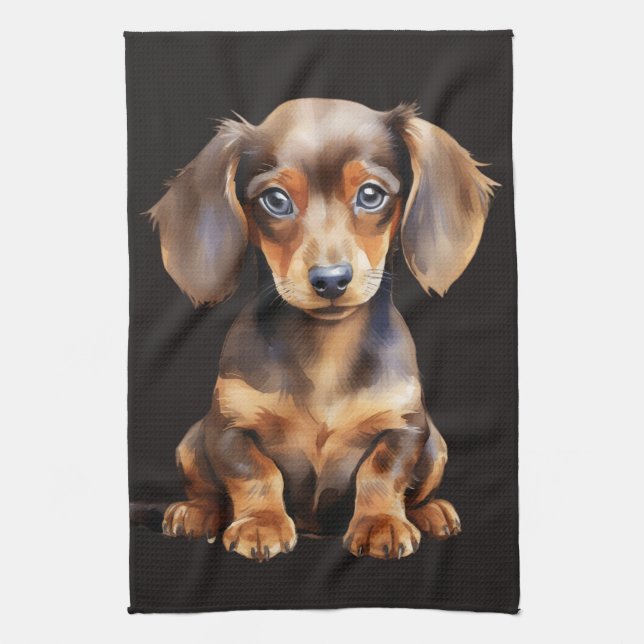 Baby Dachshund Tea Towel (Vertical)