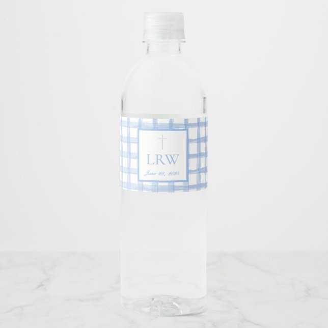 Baby Dedication/Baptism Celebration Plate Water Bottle Label (Front)