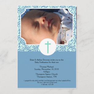 Baby Dedication BOY Baptism Photo Invitation 5x7