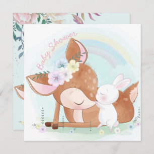 Baby Deer and Bunny Holiday Card