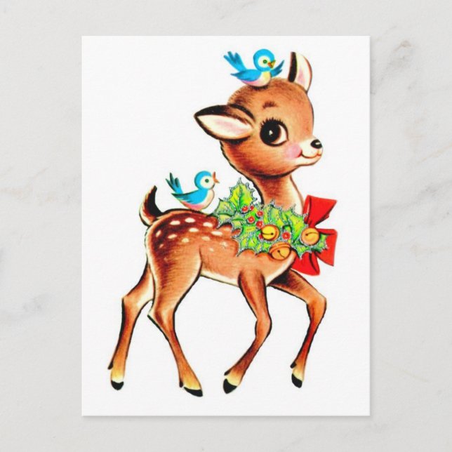 Baby Deer Christmas Holiday Postcard (Front)