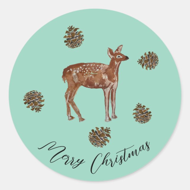 Baby Deer Christmas Wreath Sticker (Front)
