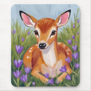 Baby Deer Fawn Animal Painting Mouse Pad