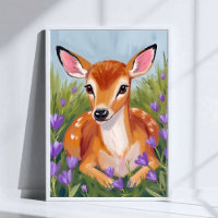 Baby Deer Fawn Animal Painting Watercolor Art