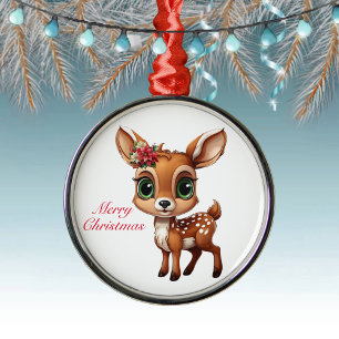 Baby Deer, Fawn, Doe 🦌 🎄Cute Merry Christmas Metal Tree Decoration