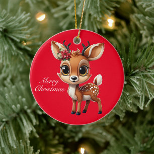 Baby Deer, Fawn, Doe, Reindeer🦌 🎄Merry Christmas Ceramic Tree Decoration