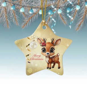 Baby Deer, Fawn, Doe, Reindeer🦌 🎄Merry Christmas Ceramic Tree Decoration
