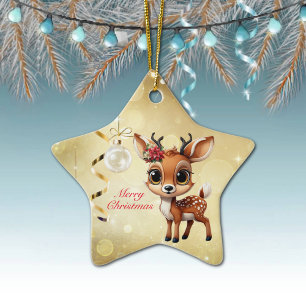 Baby Deer, Fawn, Doe, Reindeer🦌 🎄Merry Christmas Ceramic Tree Decoration