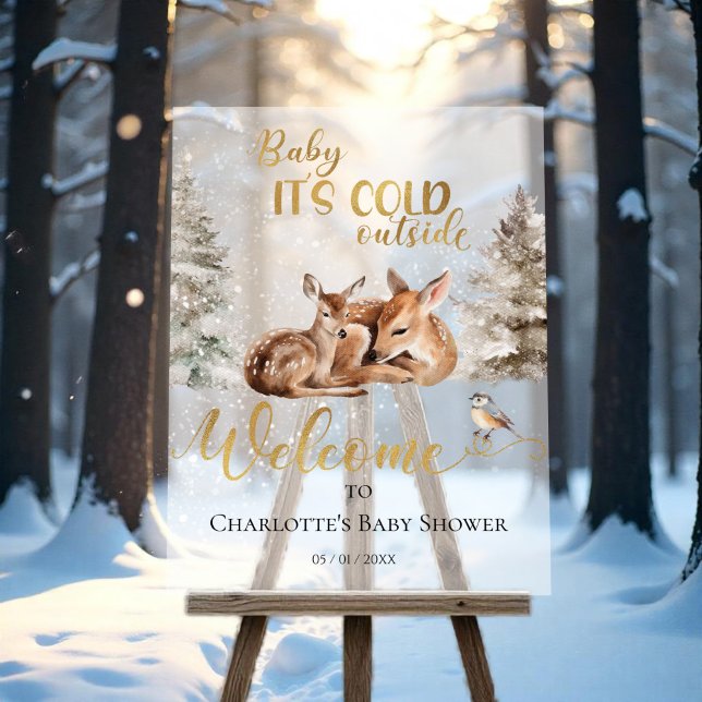 Baby Deer Forest Baby Shower Welcome Acrylic Sign (Creator Uploaded)