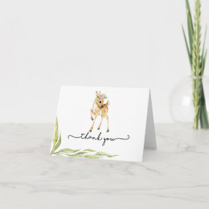 Baby Deer In Greenery Baby Shower Thank You Card