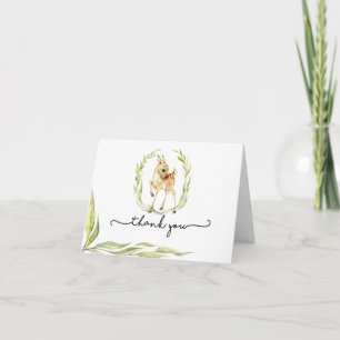 Baby Deer In Greenery Baby Shower Thank You Card