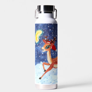 Baby Deer in Santa Hat  "Art by Kids" Water Bottle