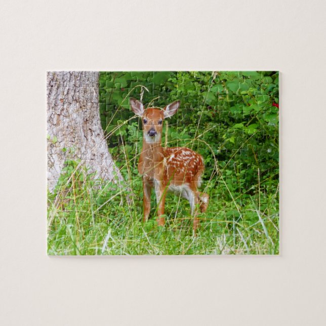 Baby Deer in the Woods Nature Photography Jigsaw Puzzle (Horizontal)