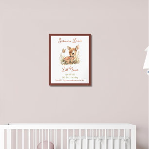 Baby Deer Personalised Baby Announcement Nursery Poster