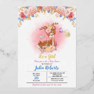 Baby Deer Pink Floral Woodland Girl Baby Shower