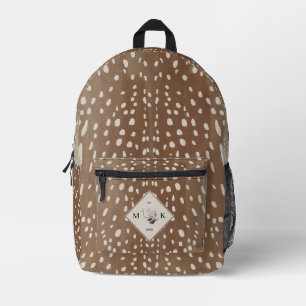 Baby Deer Spots Animal Print Pattern Monogram Printed Backpack